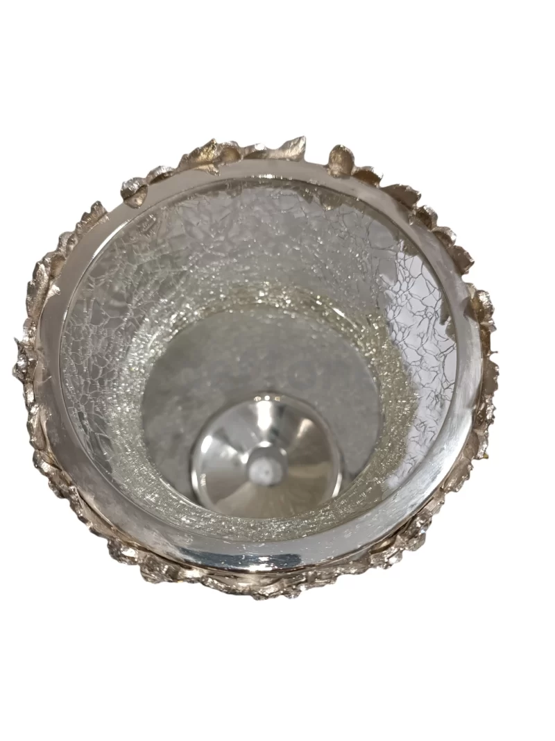 شمعدان شیشه ترک فلزی سیلور کد 3415 - Image 4
