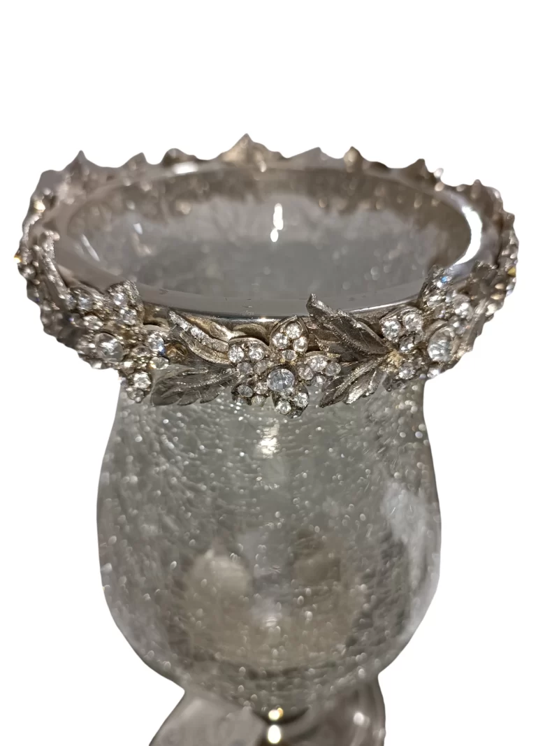 شمعدان شیشه ترک فلزی سیلور کد 3415 - Image 3
