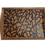 سینی دور چوبی کف شیشه ای مات