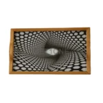 سینی دور چوبی ترمو کف شیشه ای