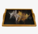 سینی دور چوبی ترمو کف شیشه ای