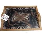 سینی دور چوبی ترمو کف شیشه ای